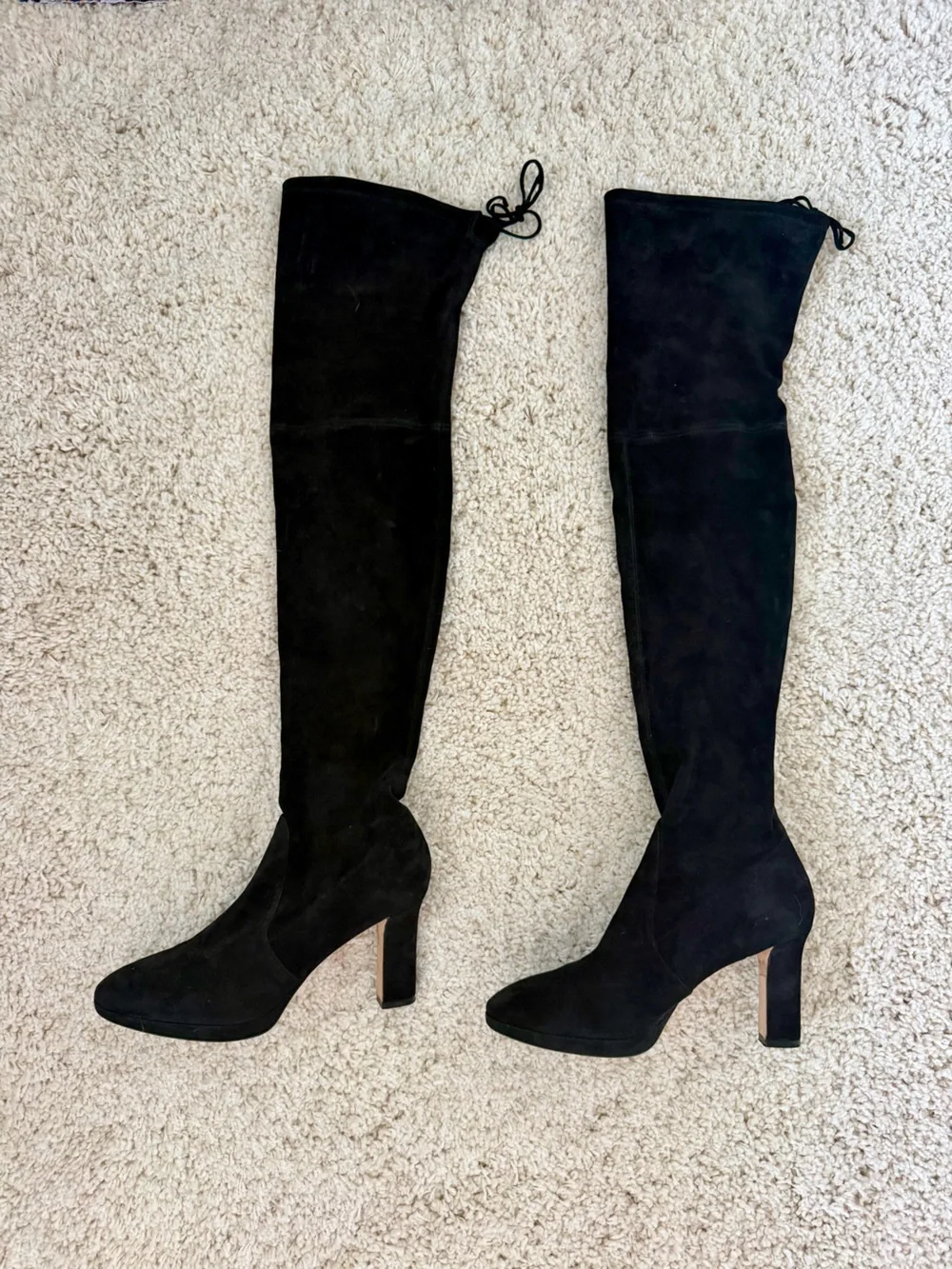 Stuart Weitzman Ledyland Black Suede Over the Knee OTK Boots - size 10